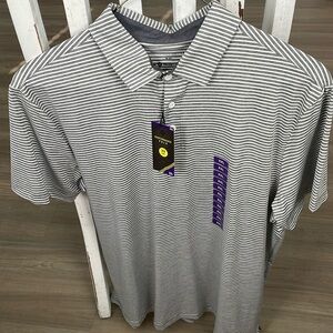 Gray and white XXL striped polo